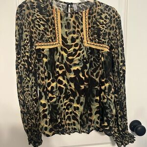 Wild Patterned Long Sleeve Blouse